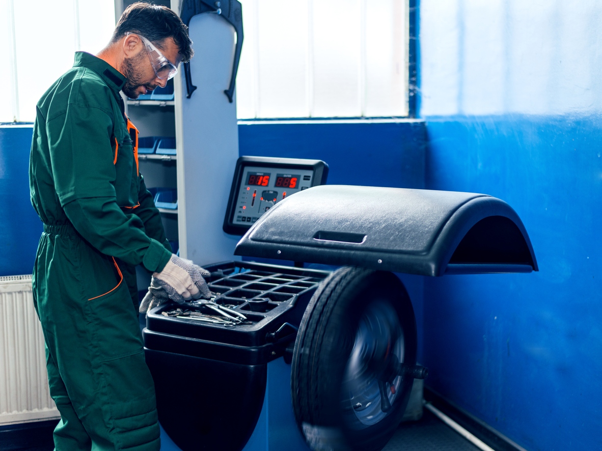 Man making repairs on fleet vehicle